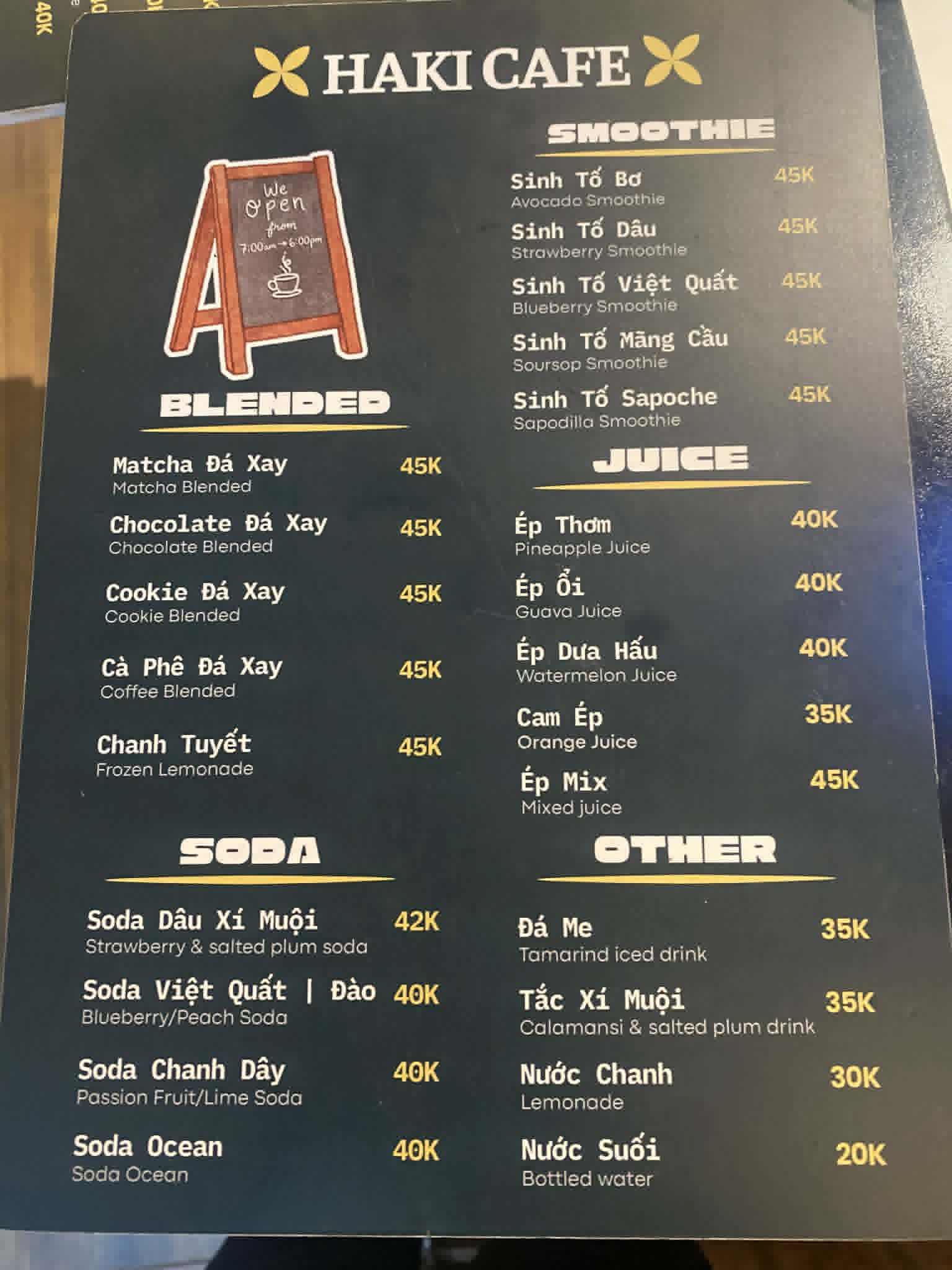 Menu Mountain Coffee - Sinh tố, Nước ép, Soda